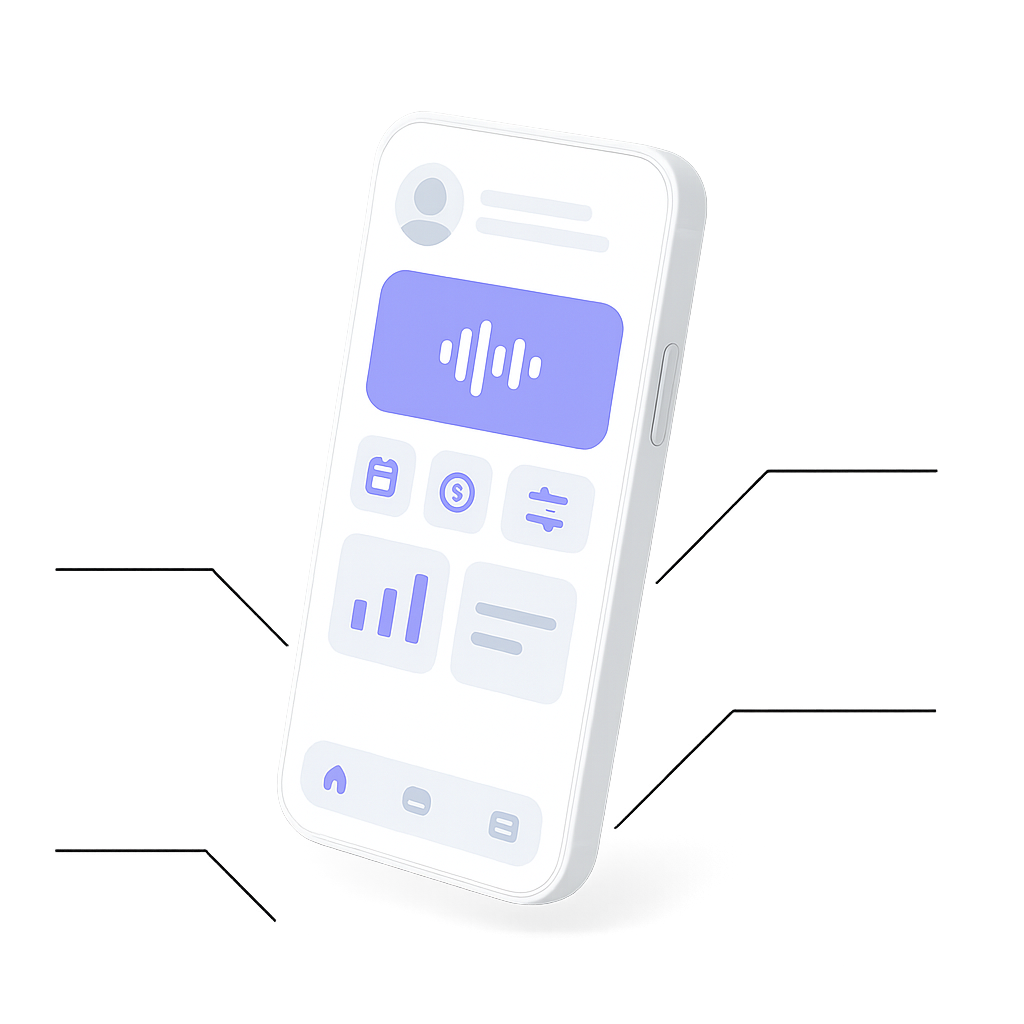AI receptionist mobile interface with voice call management features